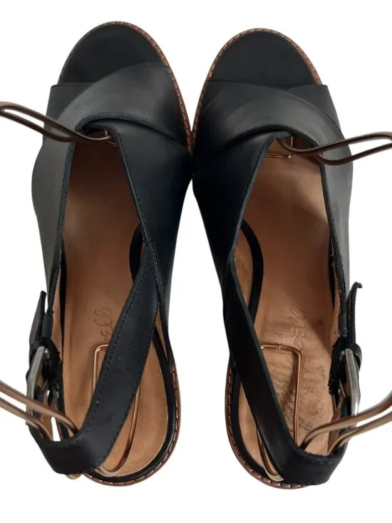 Madewell The Ruthie sandals black leather criss cross ankle strap high heel 9 - Picture 5 of 12
